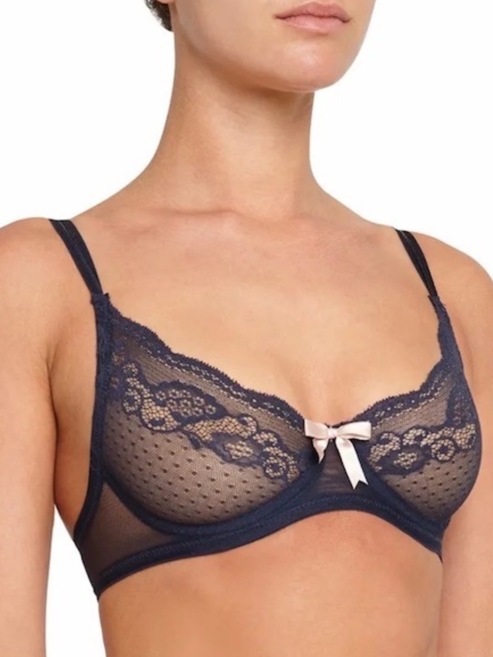 Eberjey Classic Lace Underwire Bra Grey Pink Size 32B